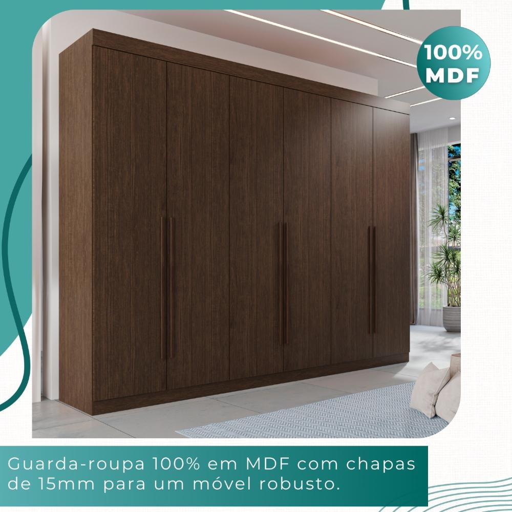 Guarda Roupa Casal 100% Mdf 6 Portas 6 Gavetas Itália - Mais Móveis  New Canion