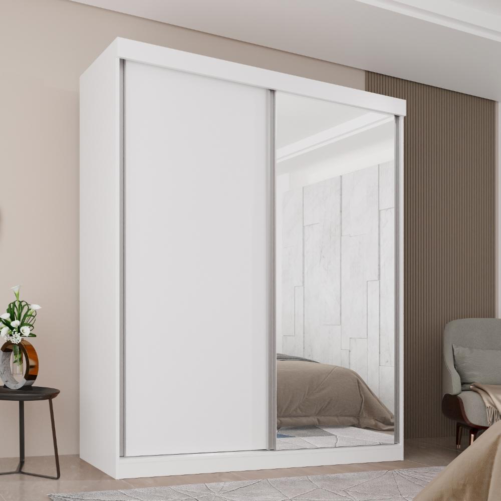 Guarda Roupa Solteiro 100% Mdf 2 Portas De Correr 3 Gavetas Com Espelho Portugal - Mais Móveis  Neve