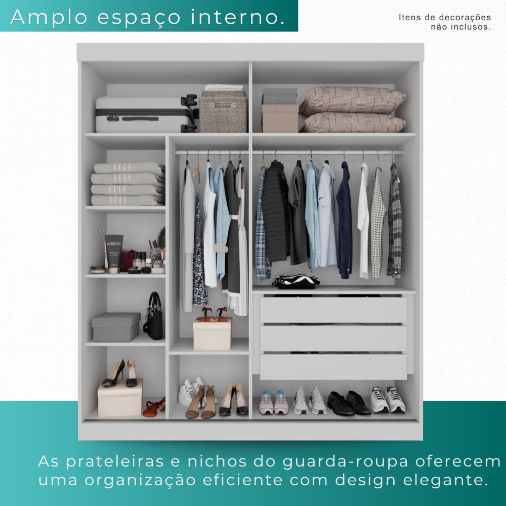 Guarda Roupa Solteiro 100% Mdf 2 Portas De Correr 3 Gavetas Portugal - Mais Moveis  Neve