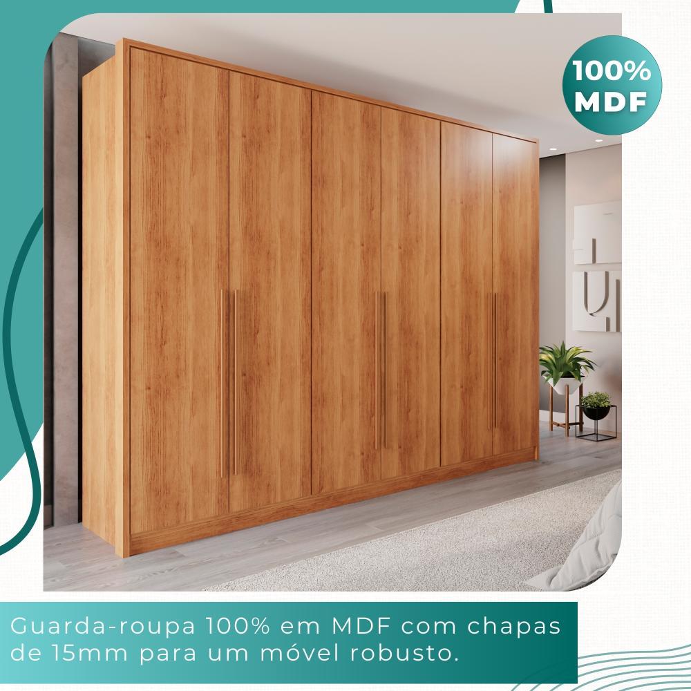 Guarda Roupas 100%  Mdf 6 Portas 5 Gavetas Moscou - Mais Móveis  Cinamomo