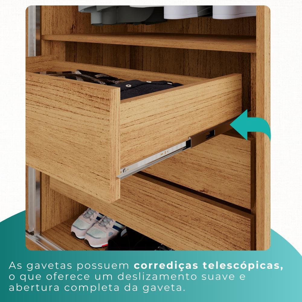 Guarda Roupas 100%  Mdf 6 Portas 5 Gavetas Moscou - Mais Móveis  Cinamomo