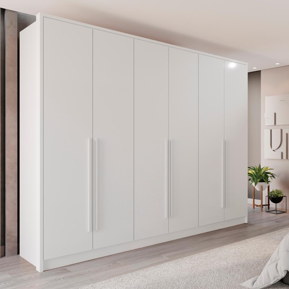 Guarda Roupas 100%  Mdf 6 Portas 5 Gavetas Moscou - Mais Móveis  Neve