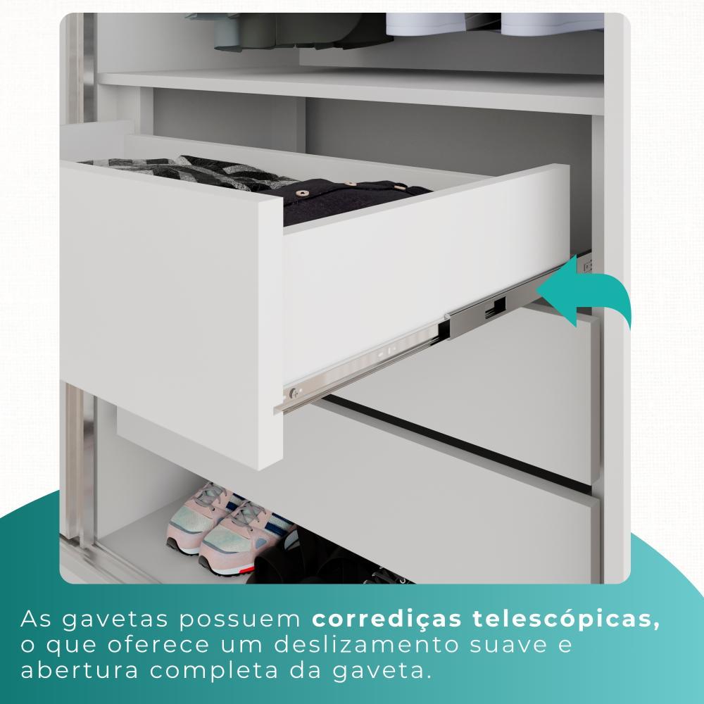 Guarda Roupas 100%  Mdf 6 Portas 5 Gavetas Moscou - Mais Móveis  Neve