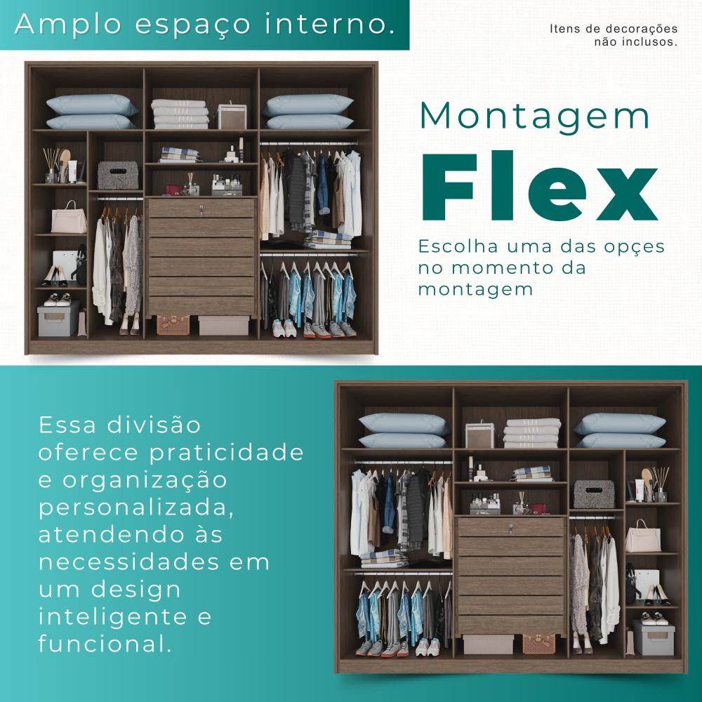 Guarda Roupas 100%  Mdf 6 Portas 5 Gavetas Moscou - Mais Móveis  New Canion