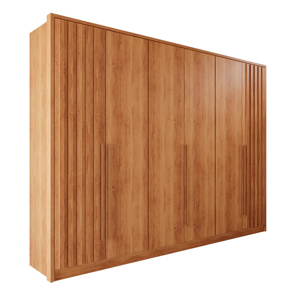 Guarda Roupas Casal 100% Mdf 6 Portas 5 Gavetas Moscou Ripado - Mais Móveis  Cinamomo