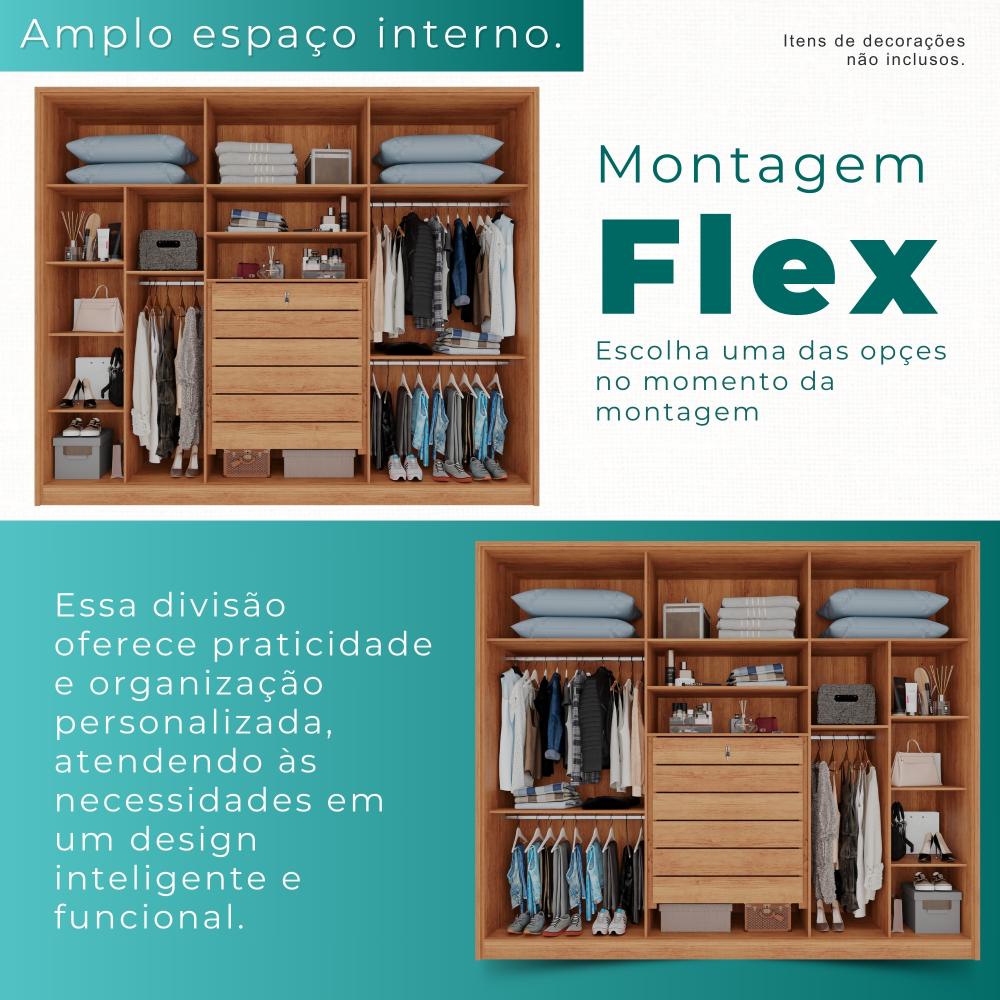 Guarda Roupas Casal 100% Mdf 6 Portas 5 Gavetas Moscou Ripado - Mais Móveis  Cinamomo
