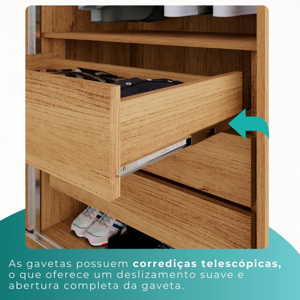 Guarda Roupas Casal 100% Mdf 6 Portas 5 Gavetas Moscou Ripado - Mais Móveis  Cinamomo