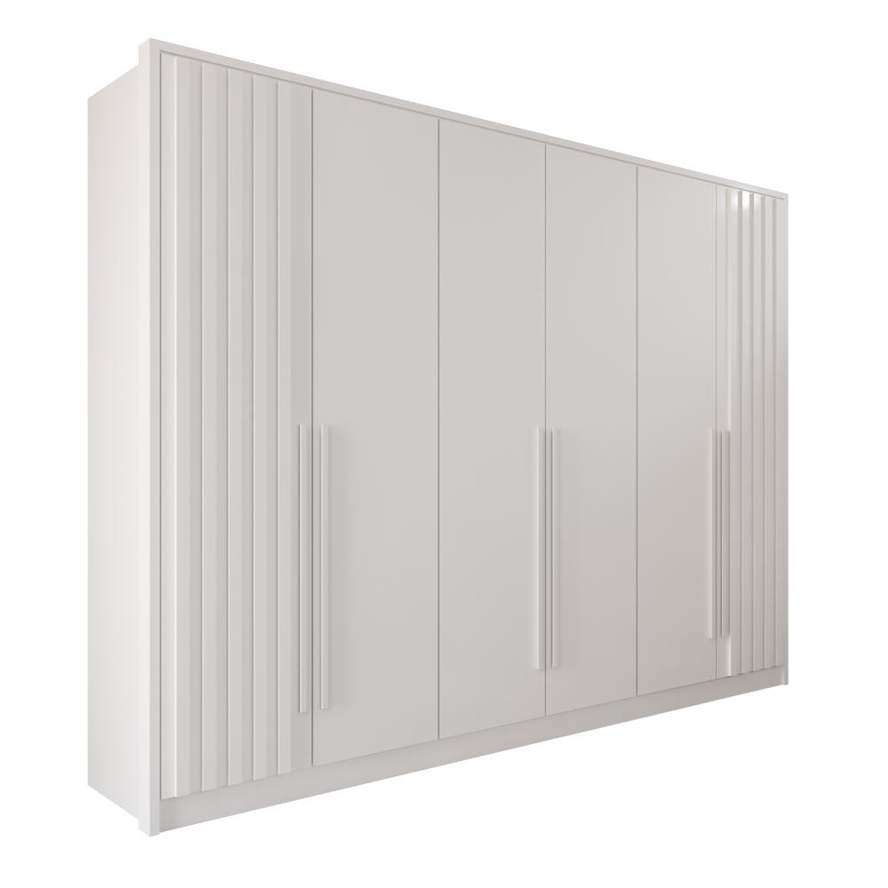 Guarda Roupas Casal 100% Mdf 6 Portas 5 Gavetas Moscou Ripado - Mais Móveis  Neve