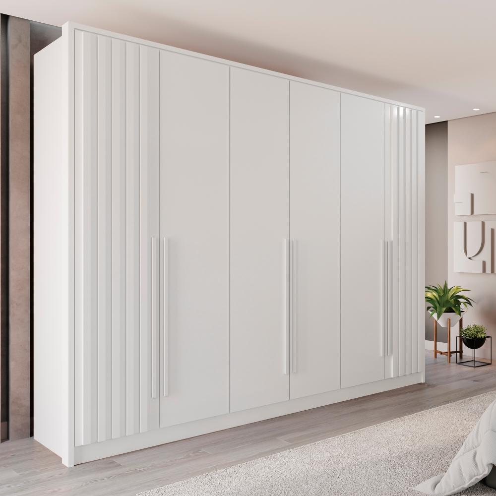 Guarda Roupas Casal 100% Mdf 6 Portas 5 Gavetas Moscou Ripado - Mais Móveis  Neve