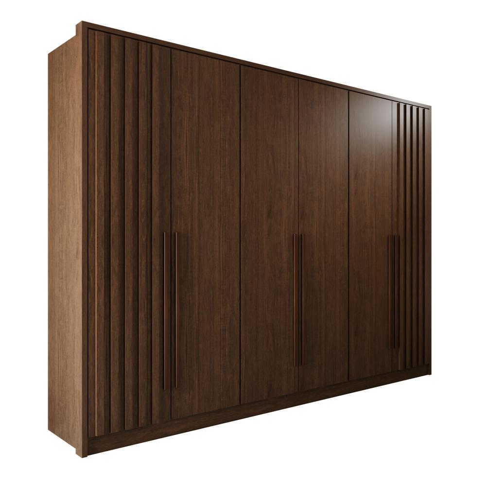 Guarda Roupas Casal 100% Mdf 6 Portas 5 Gavetas Moscou Ripado - Mais Móveis  New Canion
