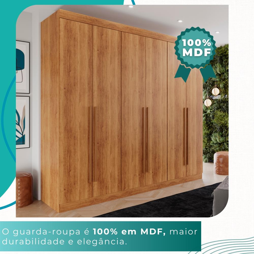 Guarda-roupa Casal 100% Mdf 6 Portas 4 Gavetas Grécia -  Mais Móveis  Cinamomo