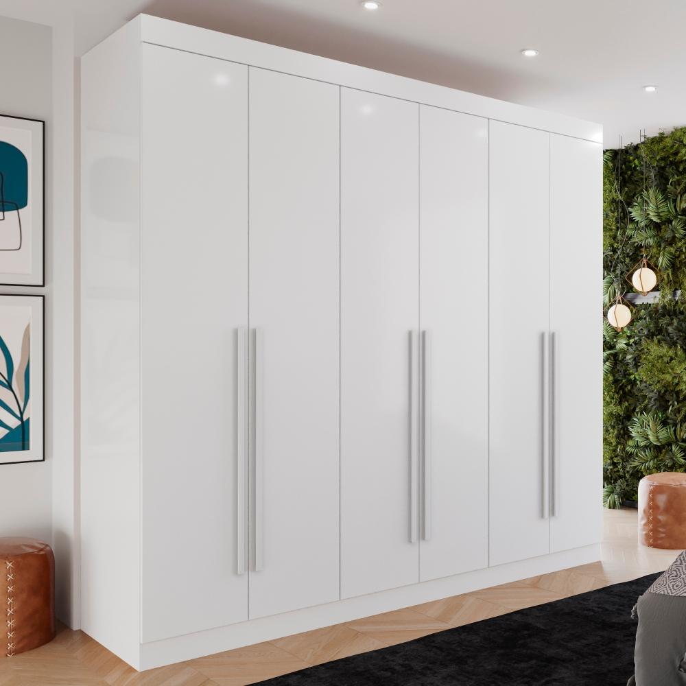 Guarda-roupa Casal 100% Mdf 6 Portas 4 Gavetas Grécia -  Mais Móveis  Neve