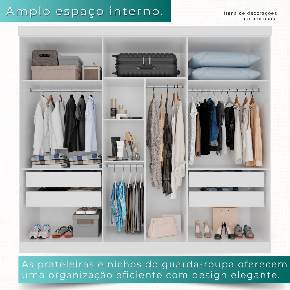 Guarda-roupa Casal 100% Mdf 6 Portas 4 Gavetas Grécia -  Mais Móveis  Neve