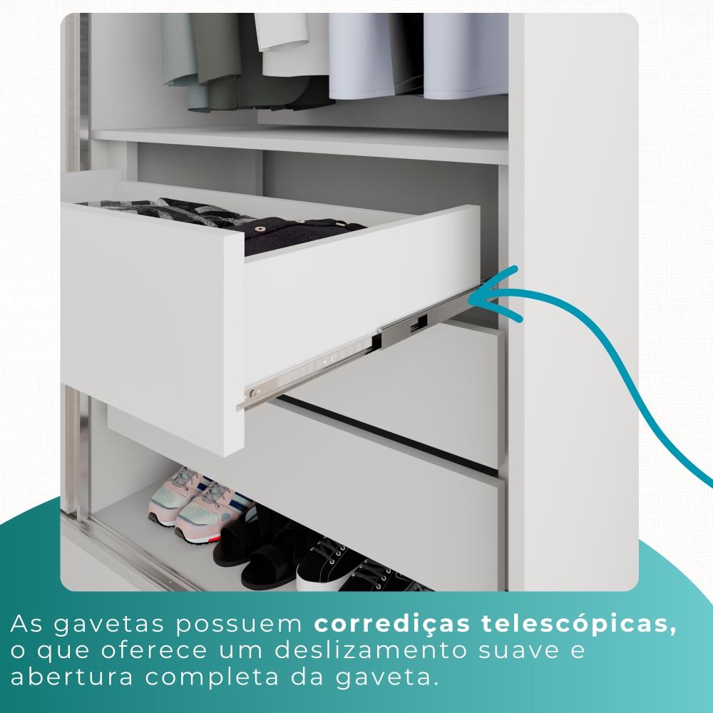 Guarda-roupa Casal 100% Mdf 6 Portas 4 Gavetas Grécia -  Mais Móveis  Neve