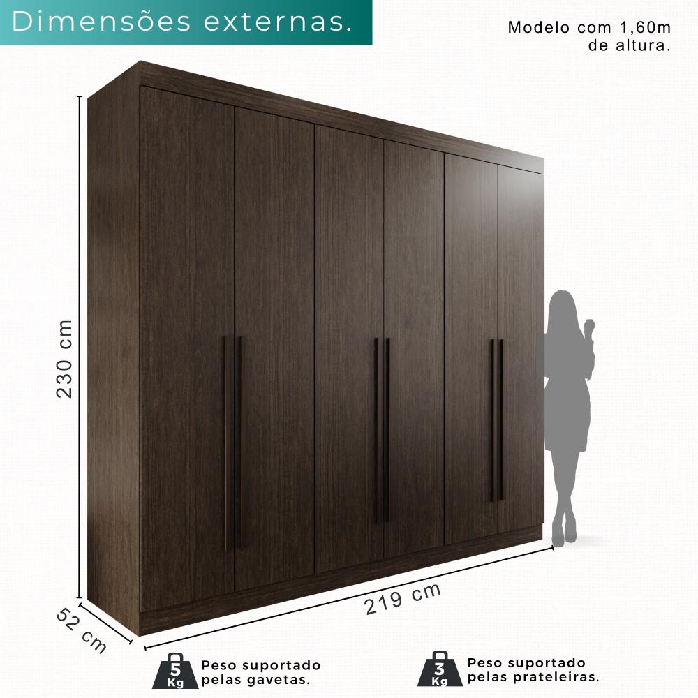 Guarda-roupa Casal 100% Mdf 6 Portas 4 Gavetas Grécia -  Mais Móveis  New Canion