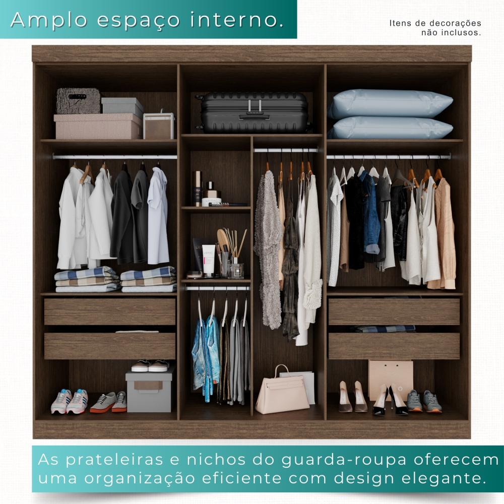 Guarda-roupa Casal 100% Mdf 6 Portas 4 Gavetas Grécia -  Mais Móveis  New Canion