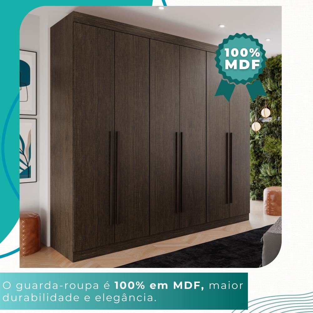 Guarda-roupa Casal 100% Mdf 6 Portas 4 Gavetas Grécia -  Mais Móveis  New Canion