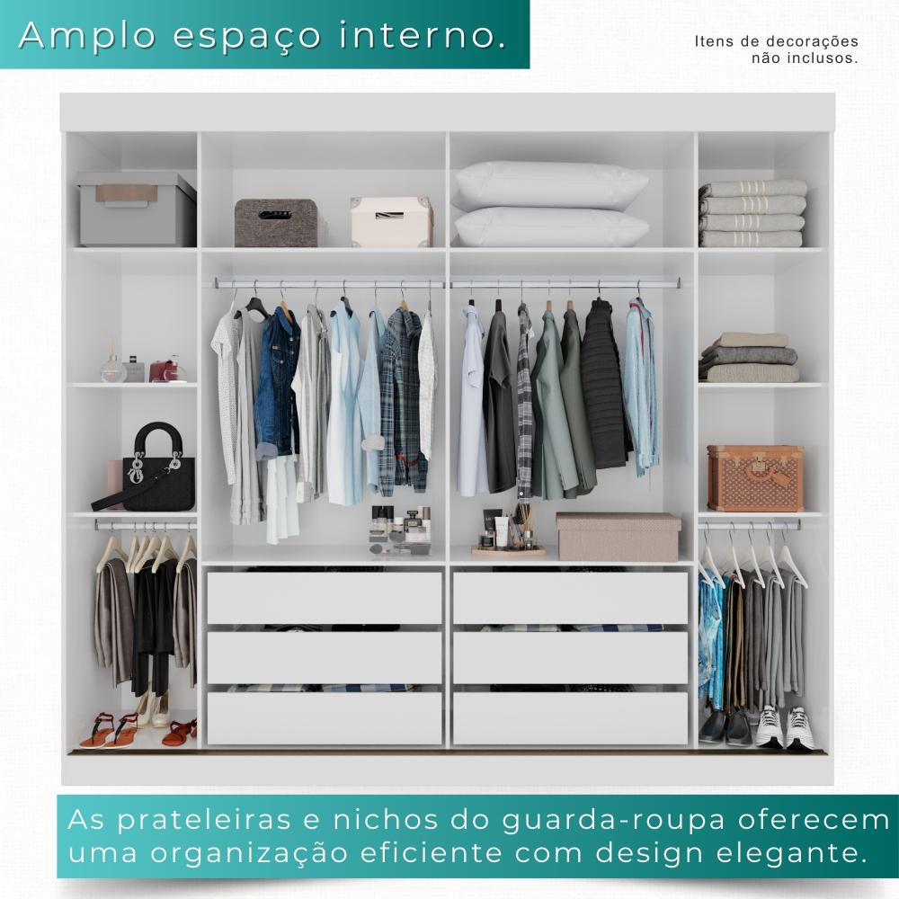 Guarda-roupa Casal 2 Portas De Correr 6 Gavetas Fortaleza - Mais Móvei  Neve