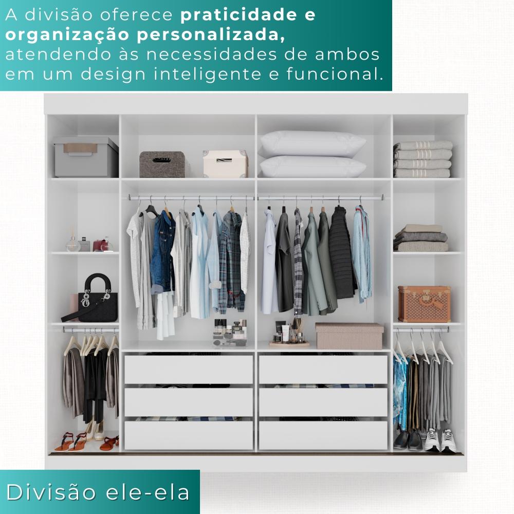 Guarda-roupa Casal 2 Portas De Correr 6 Gavetas Fortaleza - Mais Móvei  Neve