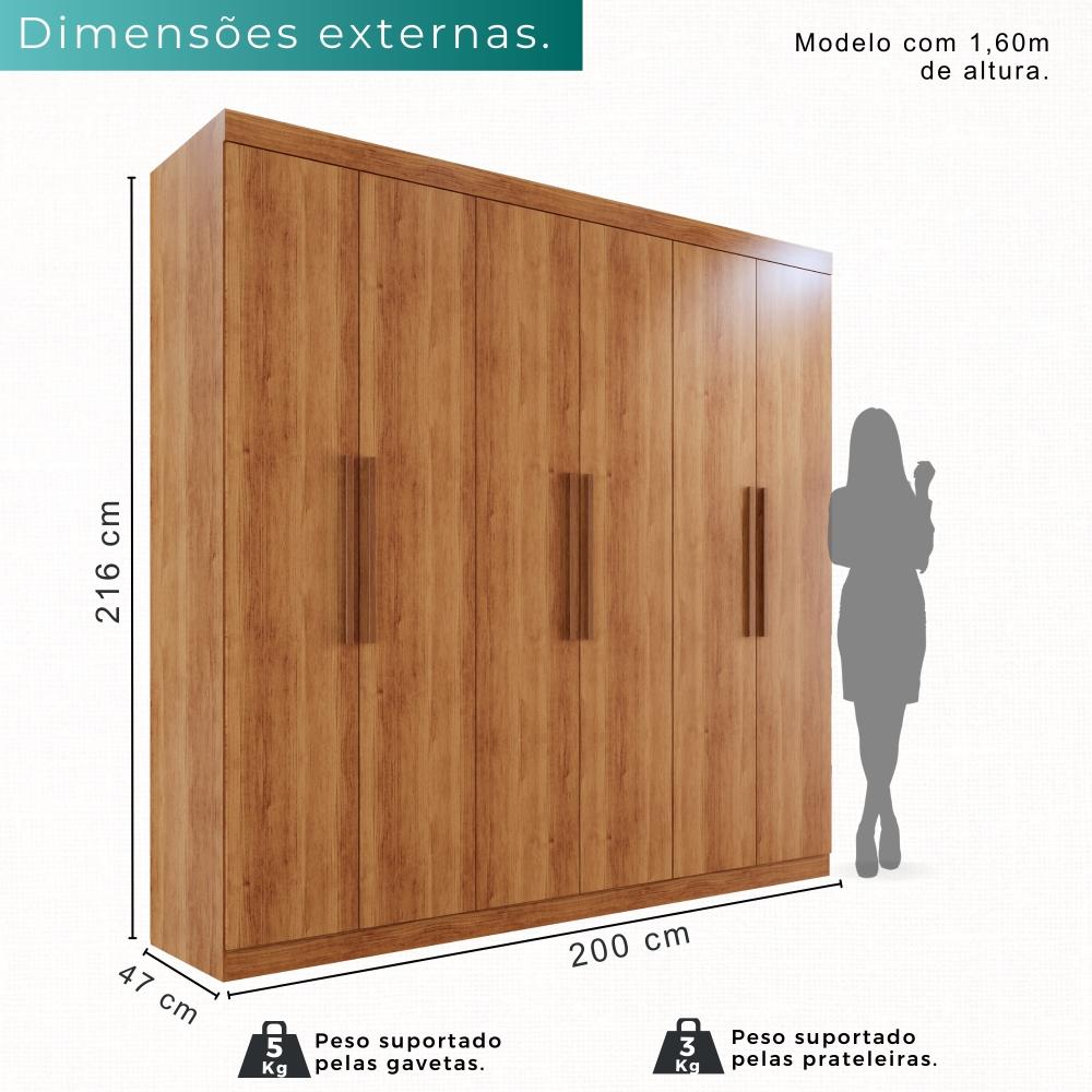 Guarda-roupa Casal 6 Portas 3 Gavetas Espanha - Mais Móveis  Cinamomo