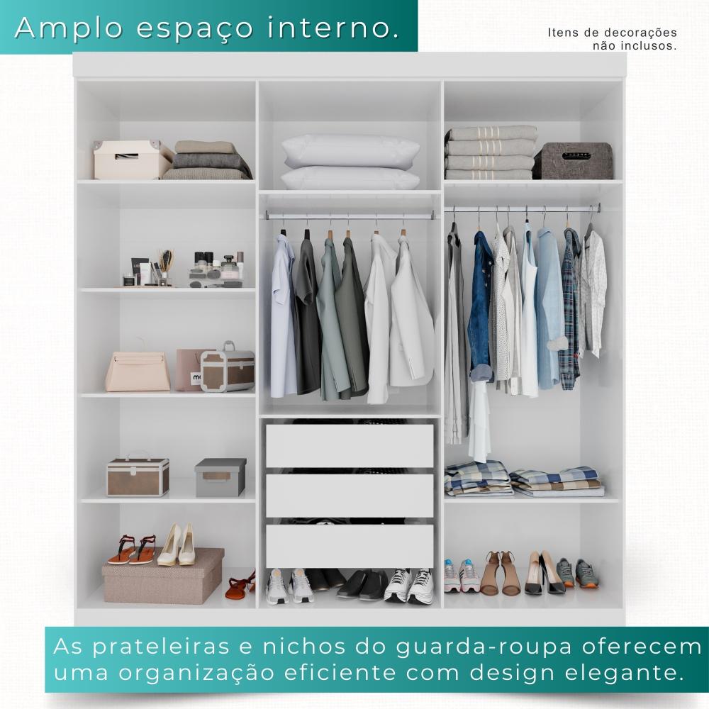 Guarda-roupa Casal 6 Portas 3 Gavetas Espanha - Mais Móveis  Neve