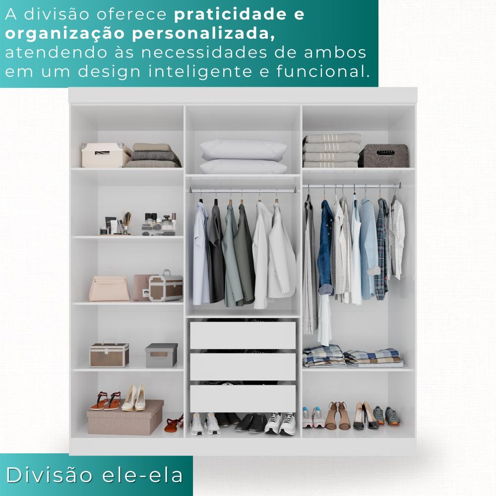 Guarda-roupa Casal 6 Portas 3 Gavetas Espanha - Mais Móveis  Neve