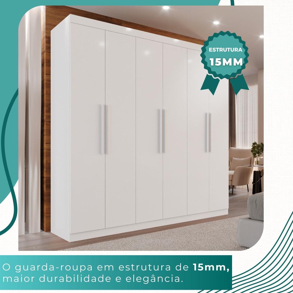 Guarda-roupa Casal 6 Portas 3 Gavetas Espanha - Mais Móveis  Neve