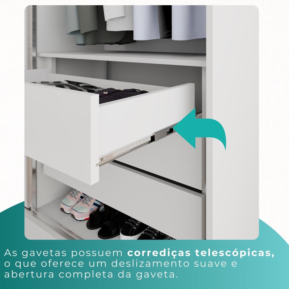 Guarda-roupa Casal 6 Portas 3 Gavetas Espanha - Mais Móveis  Neve