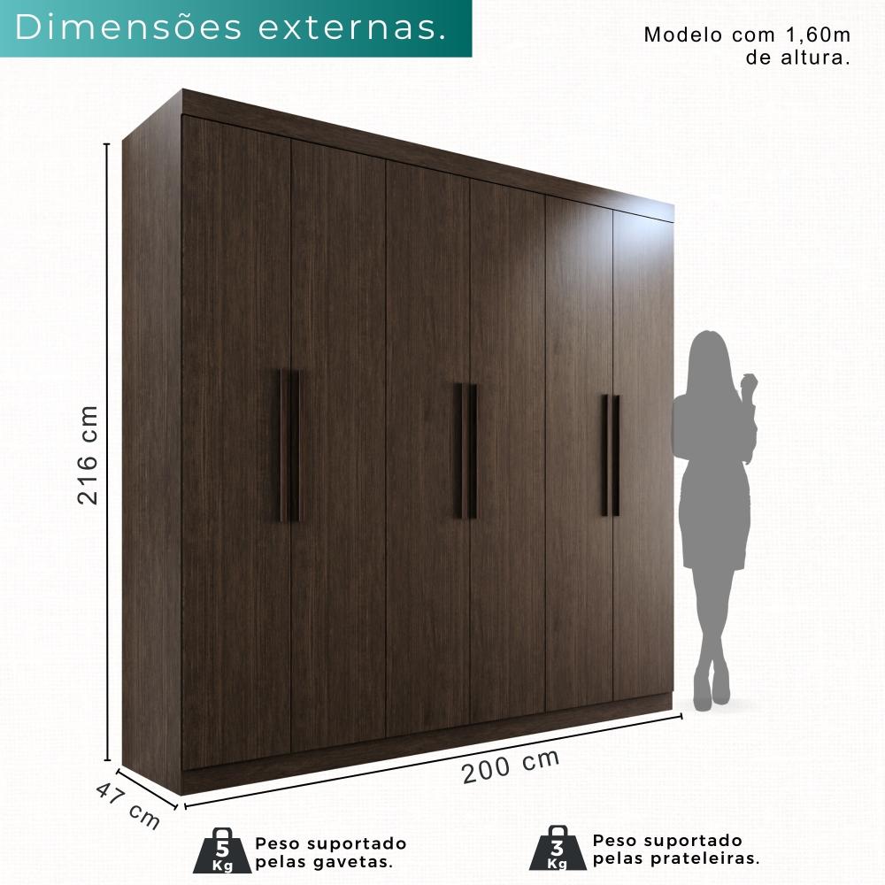 Guarda-roupa Casal 6 Portas 3 Gavetas Espanha - Mais Móveis  New Canion