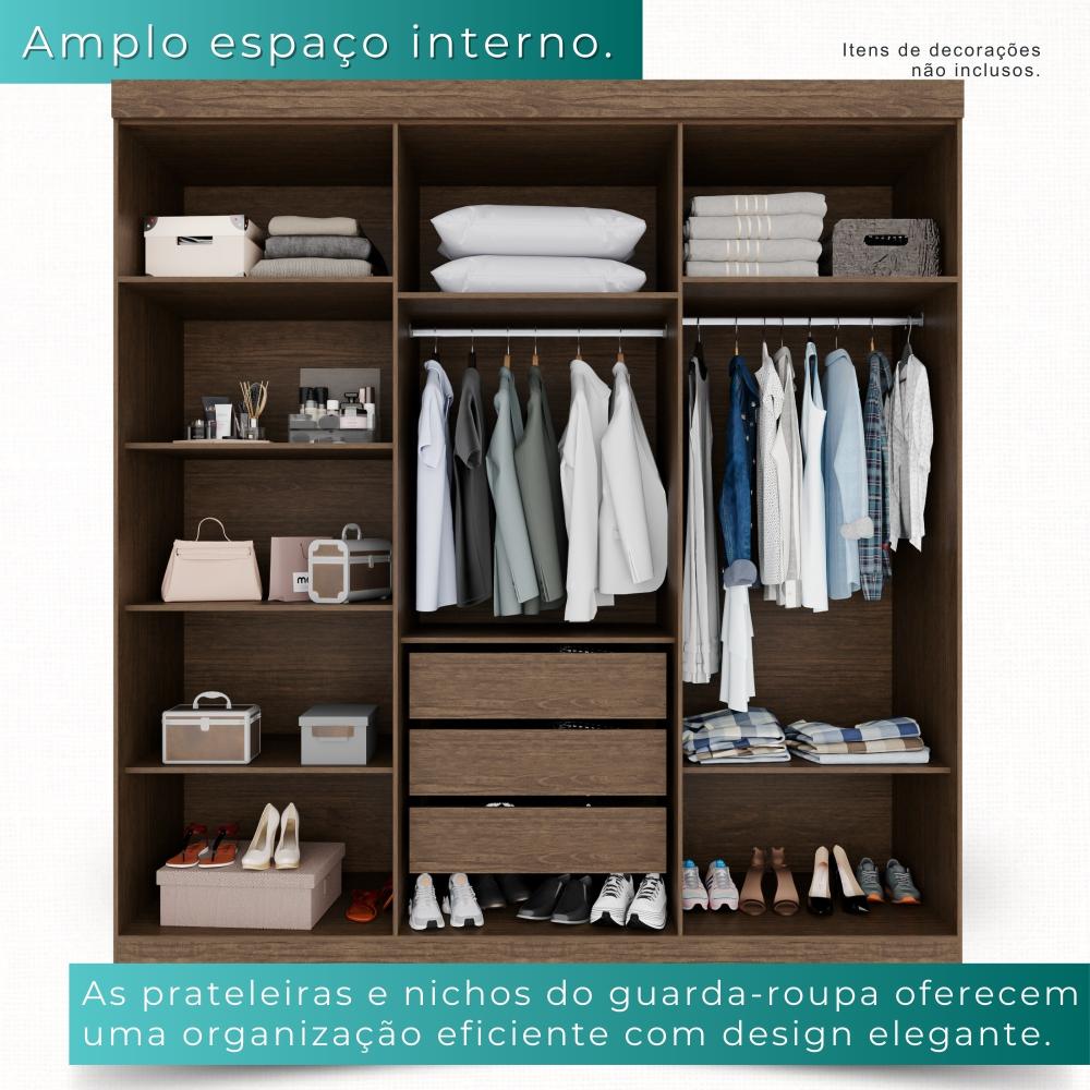 Guarda-roupa Casal 6 Portas 3 Gavetas Espanha - Mais Móveis  New Canion