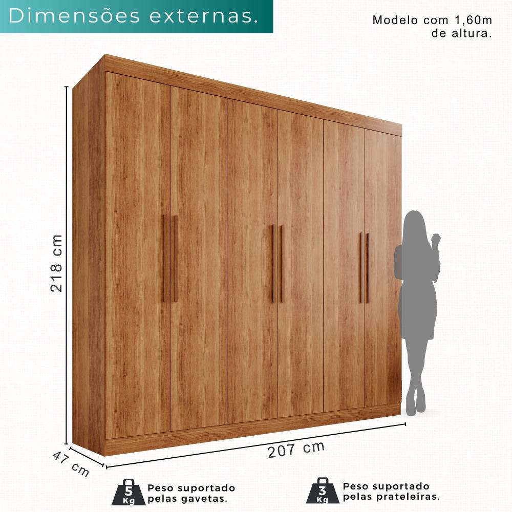 Guarda-roupa Casal 6 Portas 4 Gavetas Roma - Mais Móveis  Cinamomo