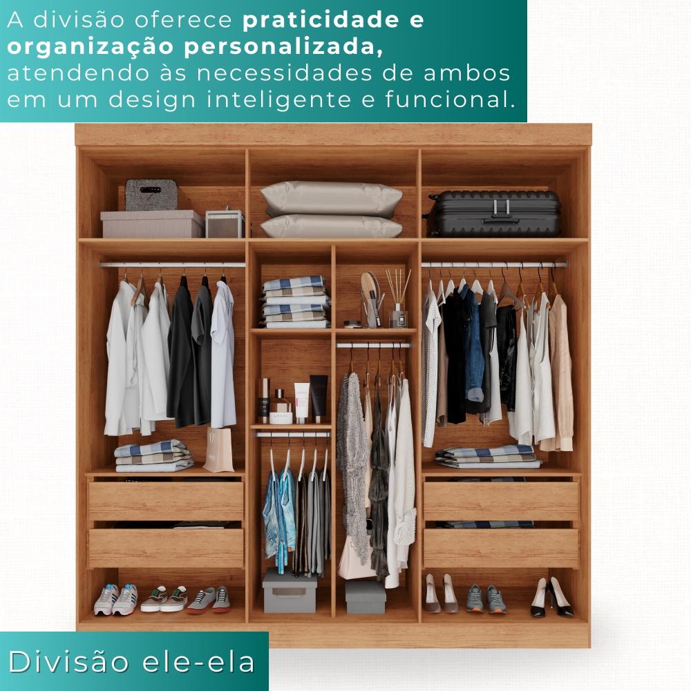 Guarda-roupa Casal 6 Portas 4 Gavetas Roma - Mais Móveis  Cinamomo
