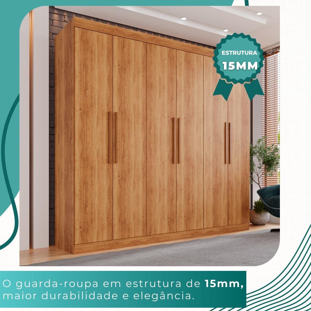 Guarda-roupa Casal 6 Portas 4 Gavetas Roma - Mais Móveis  Cinamomo