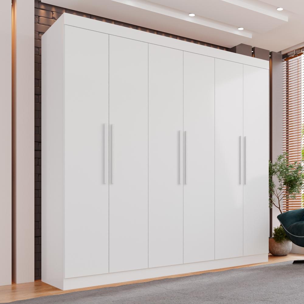 Guarda-roupa Casal 6 Portas 4 Gavetas Roma - Mais Móveis  Neve