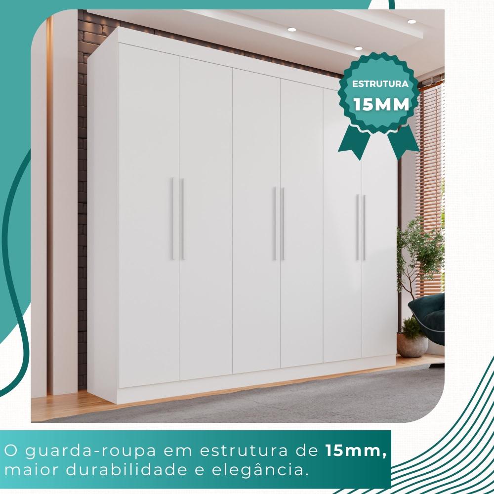 Guarda-roupa Casal 6 Portas 4 Gavetas Roma - Mais Móveis  Neve