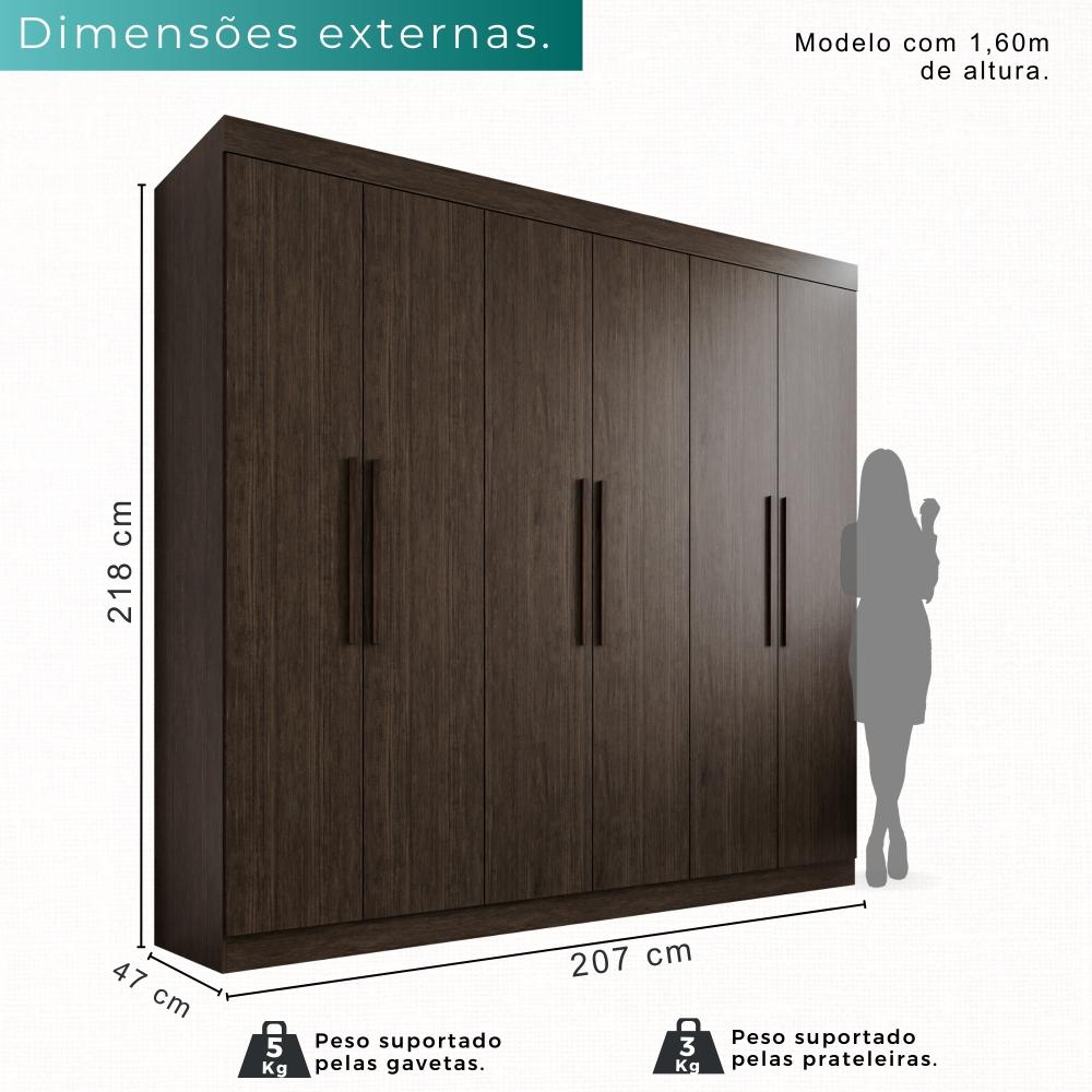 Guarda-roupa Casal 6 Portas 4 Gavetas Roma - Mais Móveis  New Canion