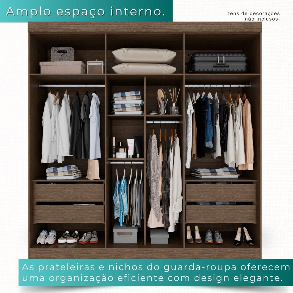 Guarda-roupa Casal 6 Portas 4 Gavetas Roma - Mais Móveis  New Canion