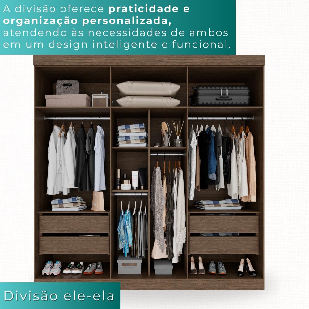 Guarda-roupa Casal 6 Portas 4 Gavetas Roma - Mais Móveis  New Canion