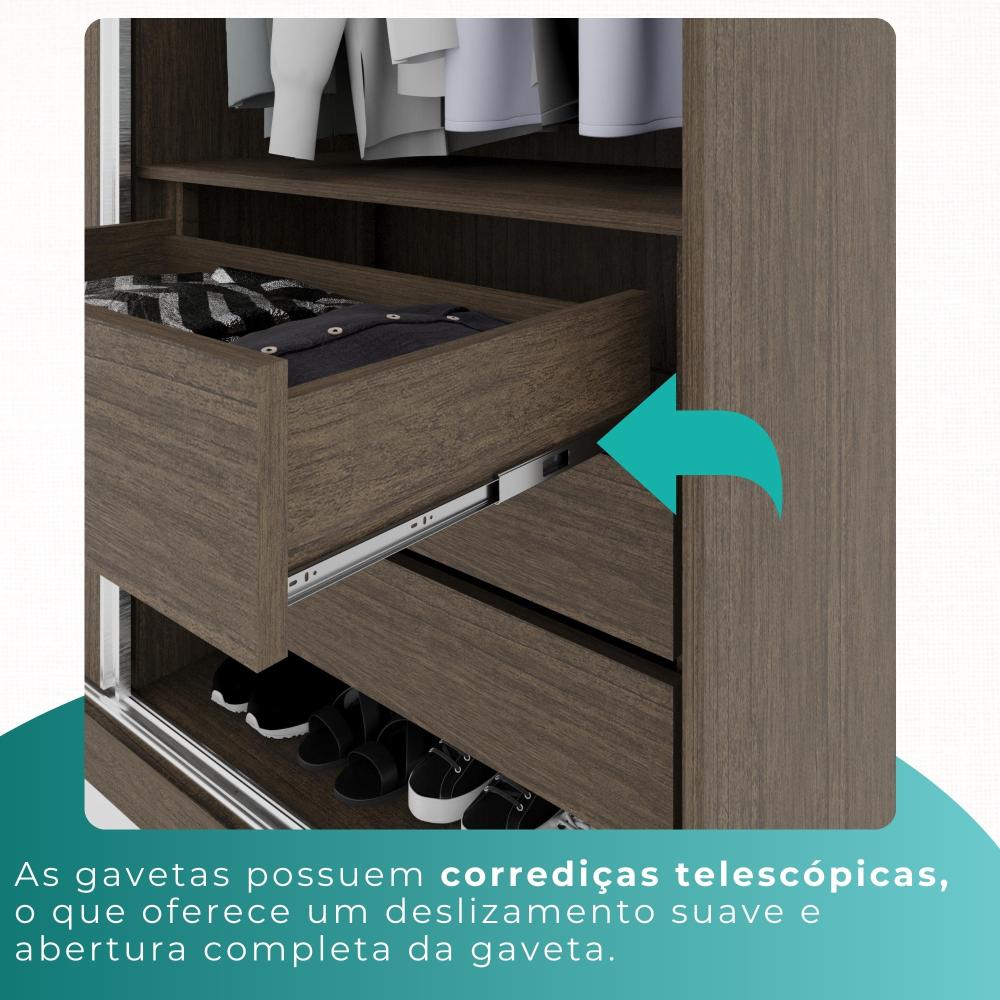 Guarda-roupa Casal 6 Portas 4 Gavetas Roma - Mais Móveis  New Canion