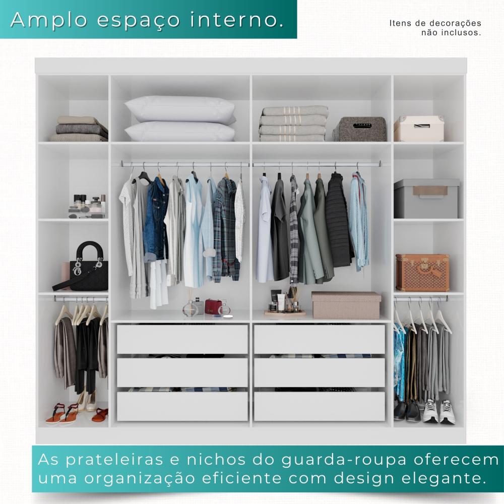 Guarda-roupa Casal 6 Portas 6 Gavetas Sparta - Mais Móveis  Neve