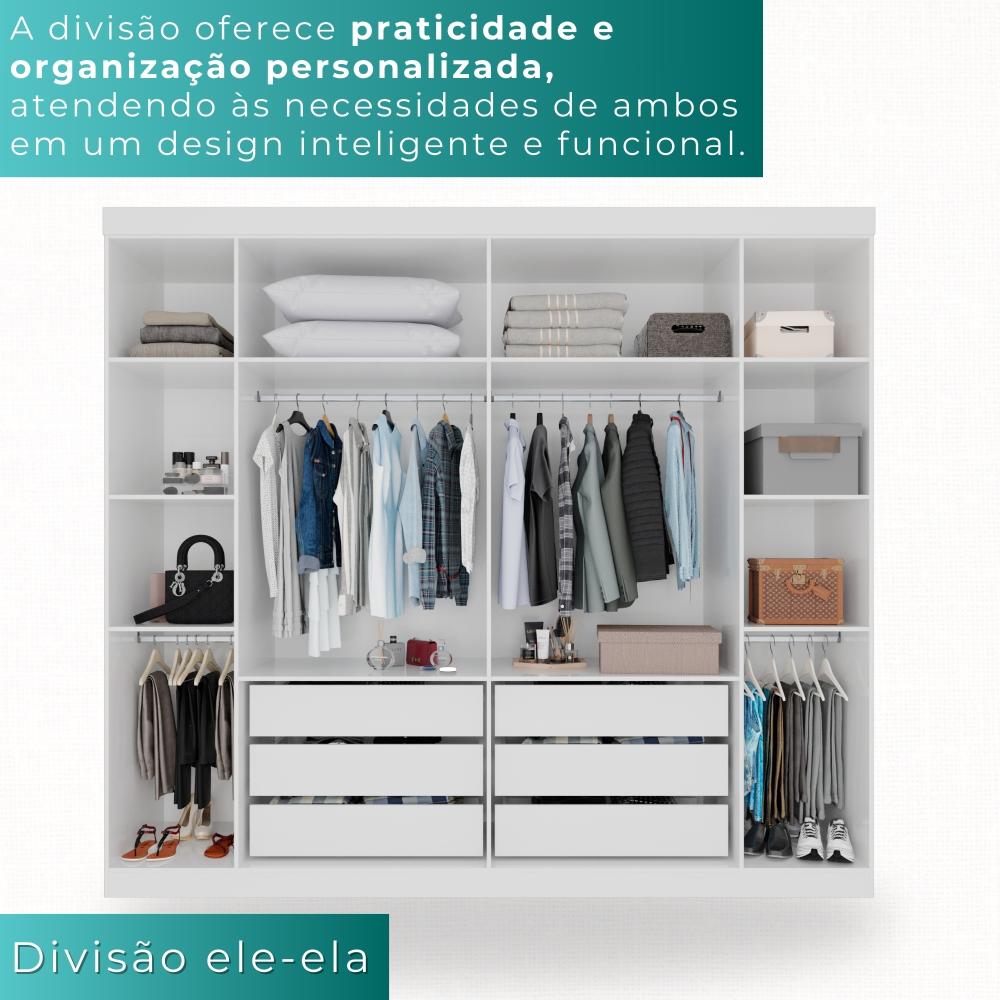 Guarda-roupa Casal 6 Portas 6 Gavetas Sparta - Mais Móveis  Neve