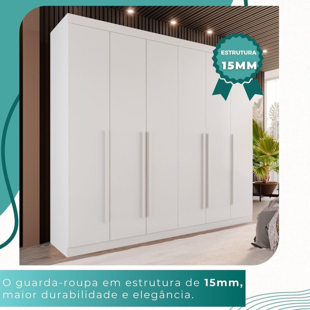 Guarda-roupa Casal 6 Portas 6 Gavetas Sparta - Mais Móveis  Neve