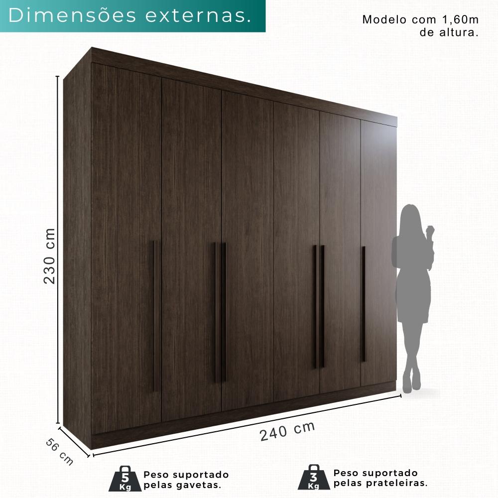 Guarda-roupa Casal 6 Portas 6 Gavetas Sparta - Mais Móveis  New Canion