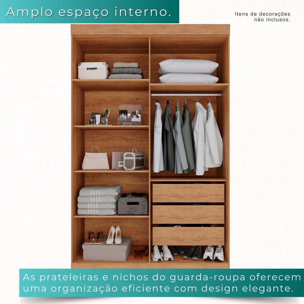 Guarda-roupa Solteiro 4 Portas 3 Gavetas Espanha - Mais Móveis  Cinamomo