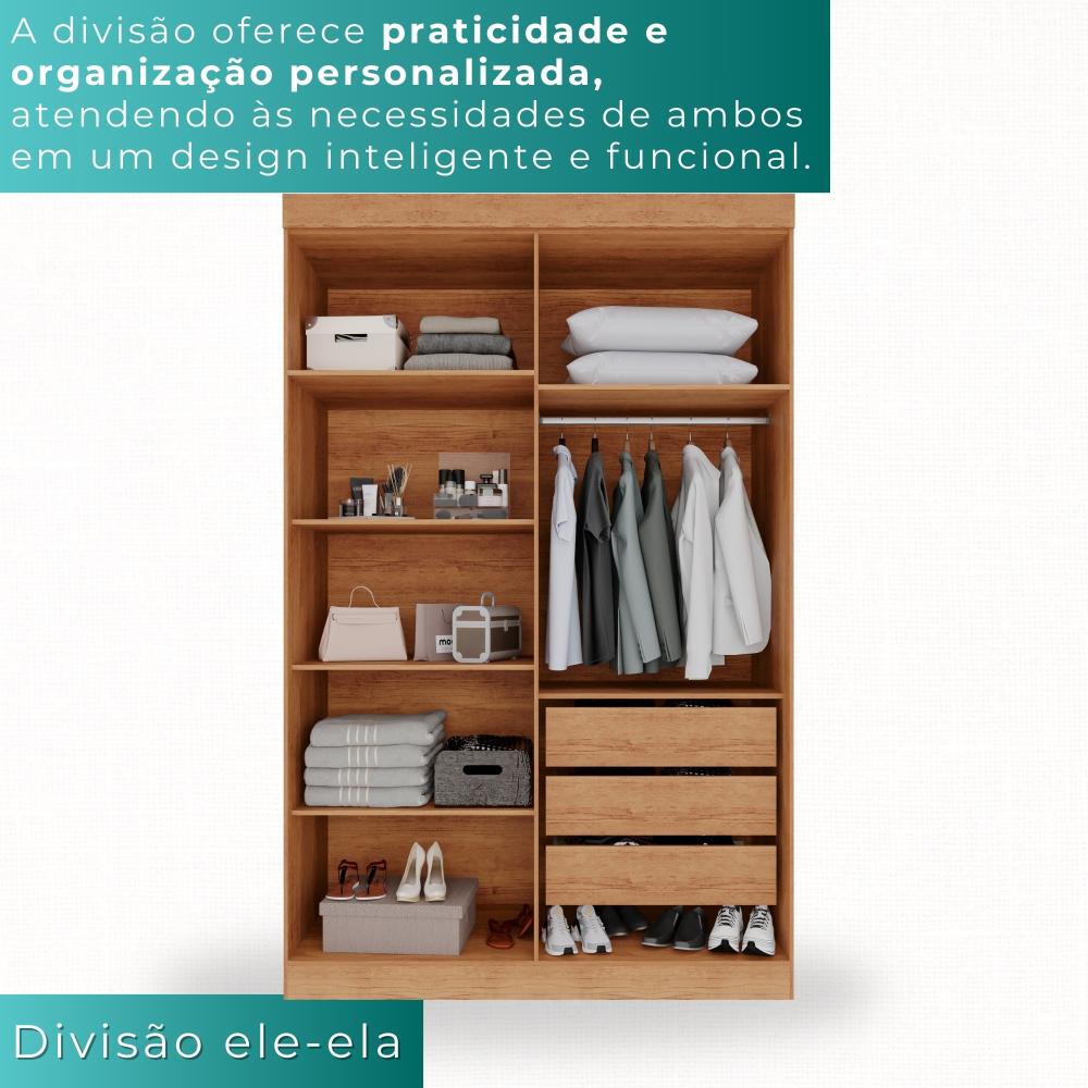Guarda-roupa Solteiro 4 Portas 3 Gavetas Espanha - Mais Móveis  Cinamomo