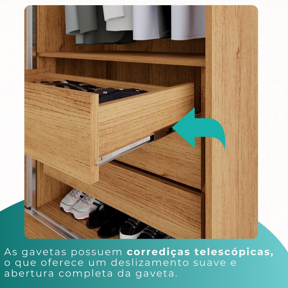 Guarda-roupa Solteiro 4 Portas 3 Gavetas Espanha - Mais Móveis  Cinamomo