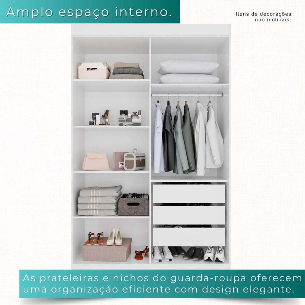 Guarda-roupa Solteiro 4 Portas 3 Gavetas Espanha - Mais Móveis  Neve