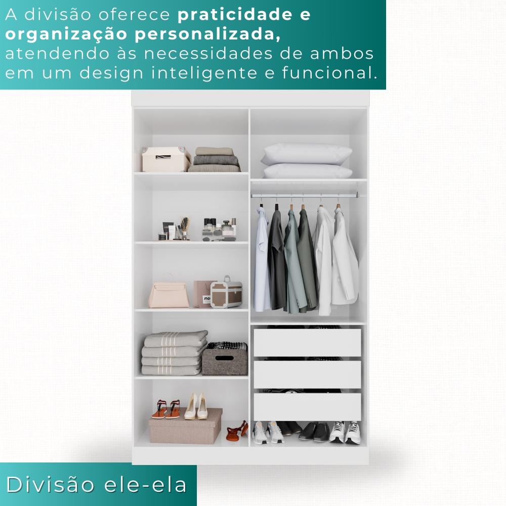 Guarda-roupa Solteiro 4 Portas 3 Gavetas Espanha - Mais Móveis  Neve