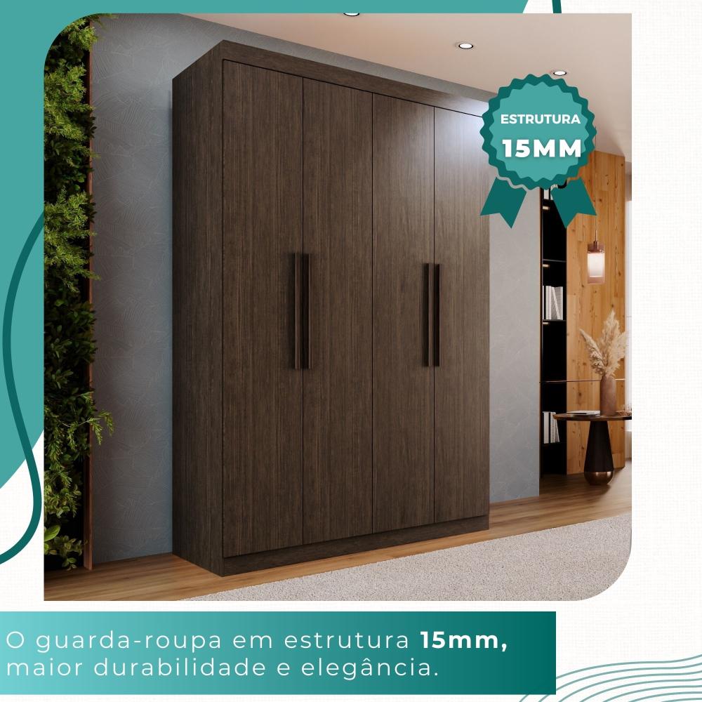 Guarda-roupa Solteiro 4 Portas 3 Gavetas Espanha - Mais Móveis  New Canion