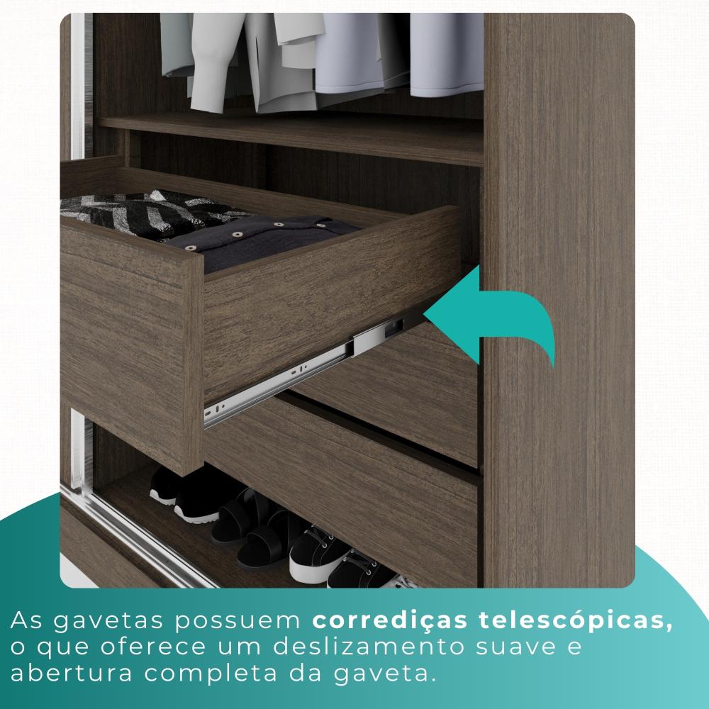 Guarda-roupa Solteiro 4 Portas 3 Gavetas Espanha - Mais Móveis  New Canion